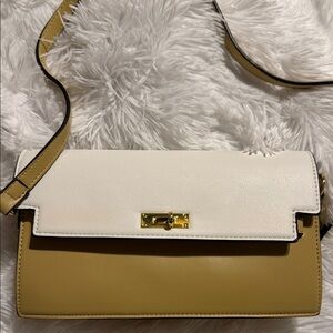 White and Tan Two-Tone Women's Crossbody Bag